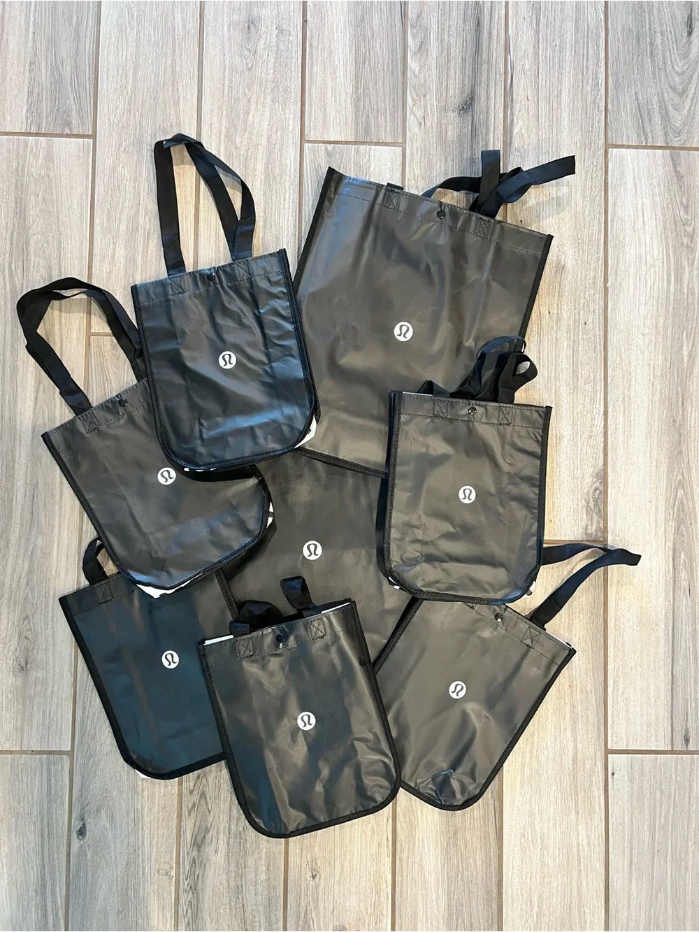 Lululemon Reusable Shopping Bags Bundle Black Logo Small Large Lot 8